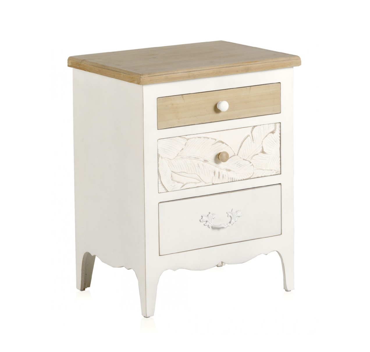 mesita-madera-blanca-3-cajones-tapa-natural