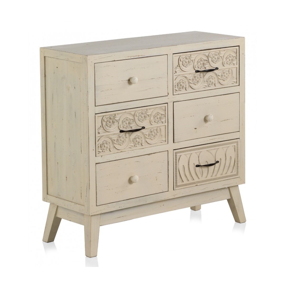 comoda-madera-6-cajones-retro-blanc