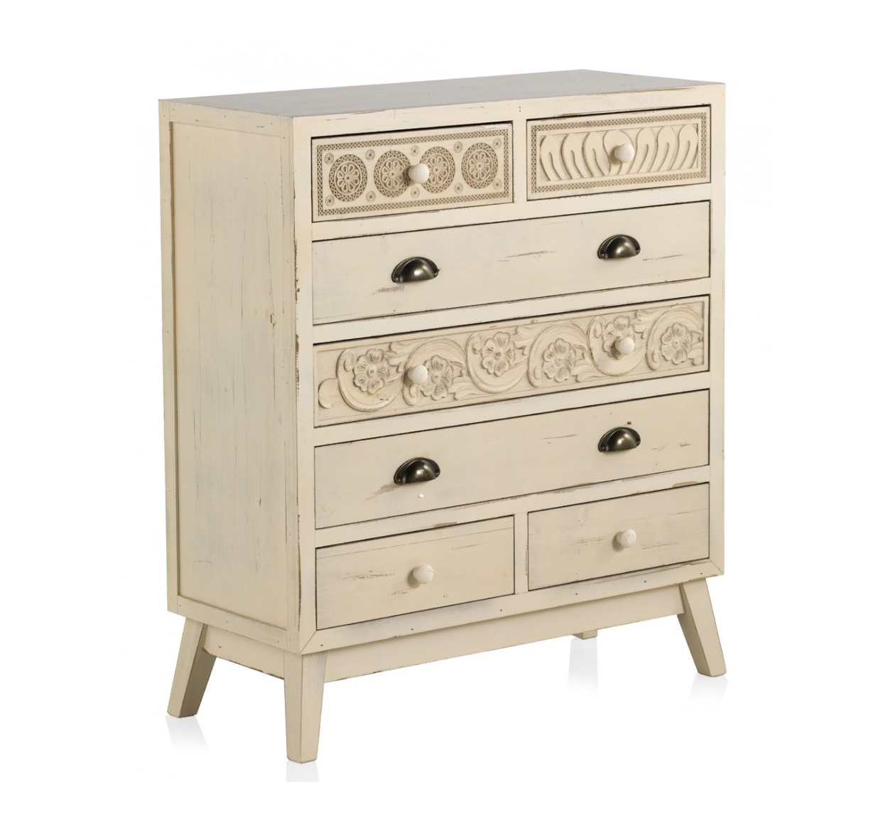 comoda-madera-7-cajones-retro-blanc